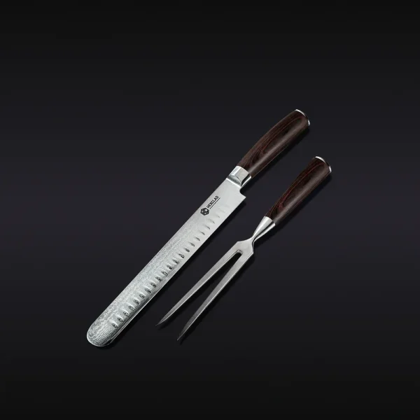 Damascus Steel Carving Set, 2-pc (Espresso)